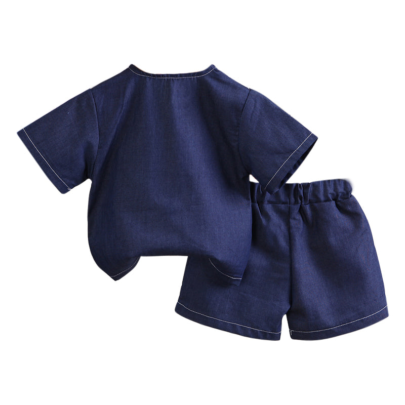 Girls Blue V-Neck Top with Shorts