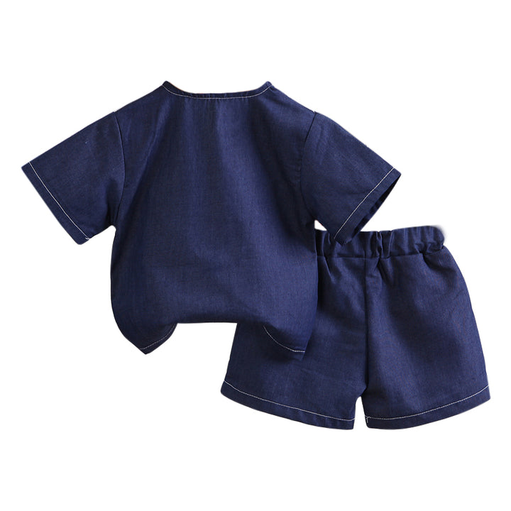 Girls Blue V-Neck Top with Shorts