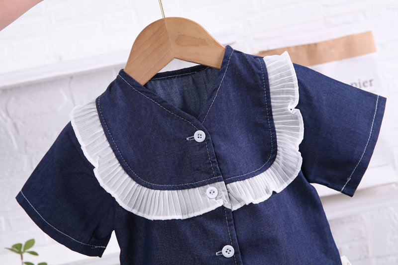 Girls Blue V-Neck Top with Shorts