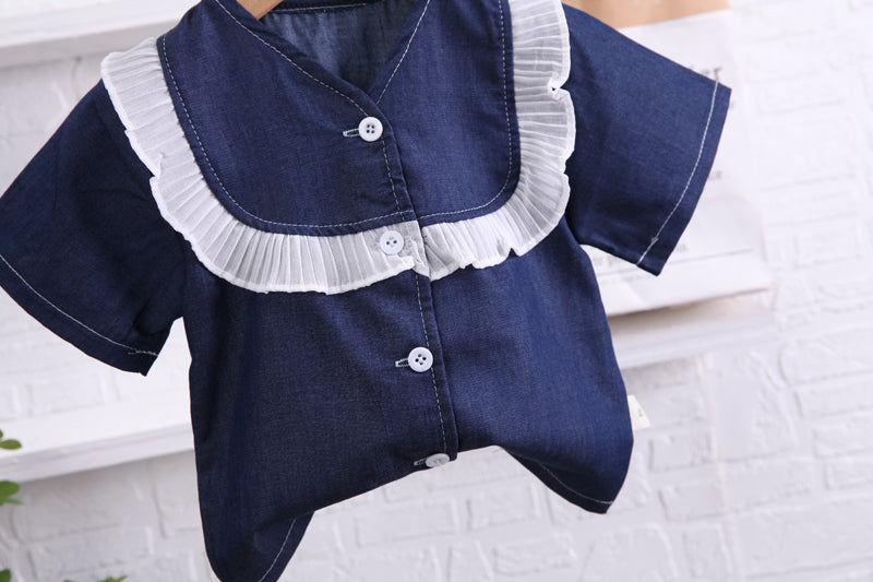 Girls Blue V-Neck Top with Shorts