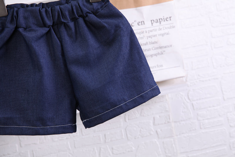 Girls Blue V-Neck Top with Shorts