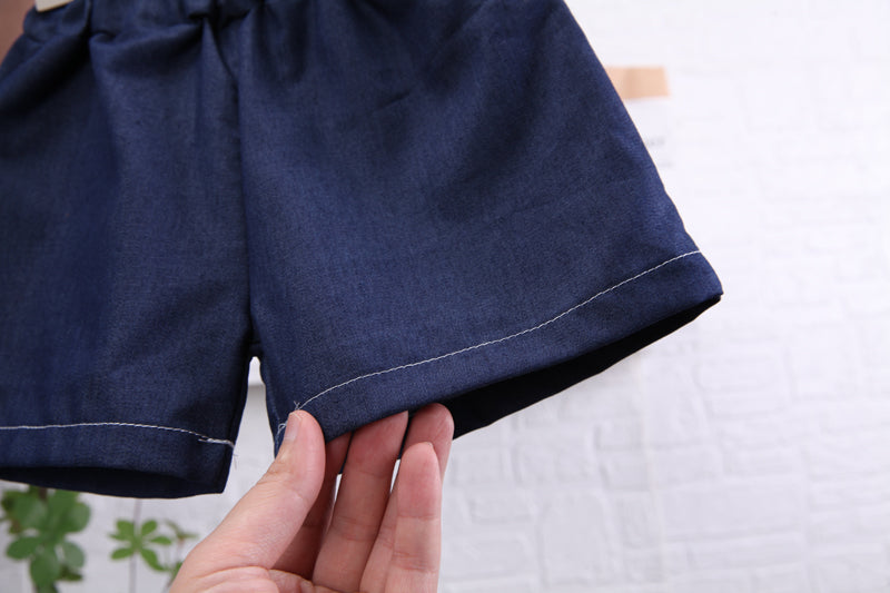 Girls Blue V-Neck Top with Shorts