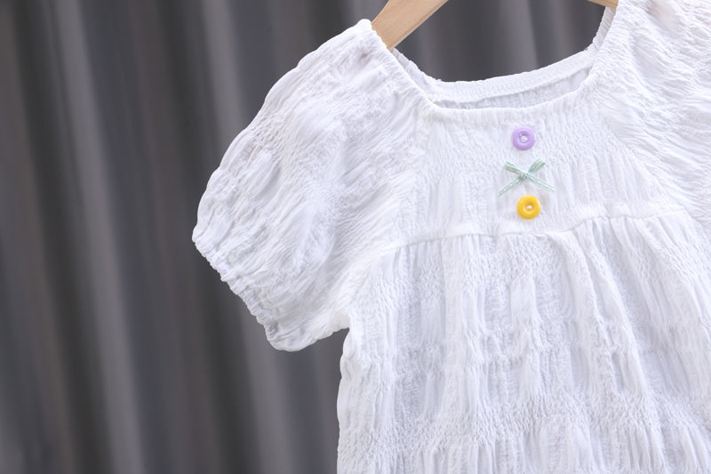 Girls White & Purple Top With Shorts