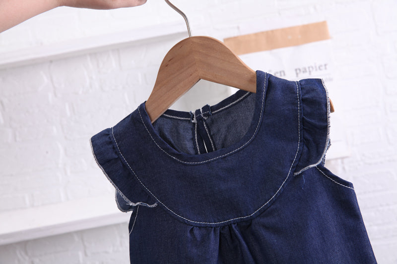 Girls Blue Ruffles Detail Top with Shorts