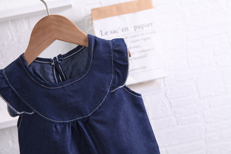 Girls Blue Ruffles Detail Top with Shorts