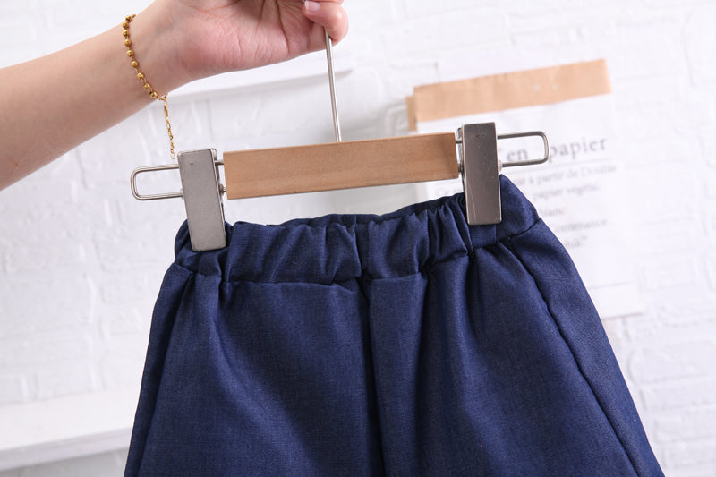 Girls Blue Ruffles Detail Top with Shorts
