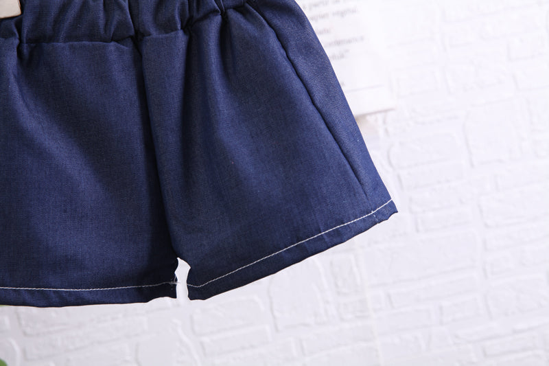 Girls Blue Ruffles Detail Top with Shorts