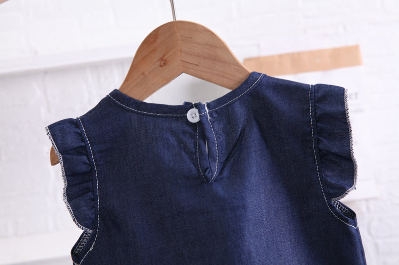 Girls Blue Ruffles Detail Top with Shorts