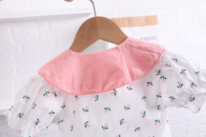 Infant Girls Pink Floral Printed Top with Shorts
