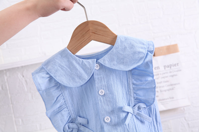Girls Blue Shirt Style Top with Shorts