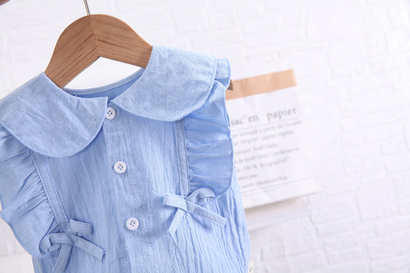 Girls Blue Shirt Style Top with Shorts