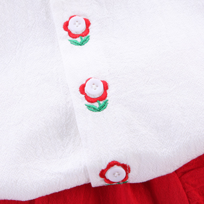 Girls White & Red Shirt with Skirt