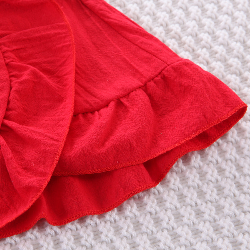 Girls White & Red Shirt with Skirt