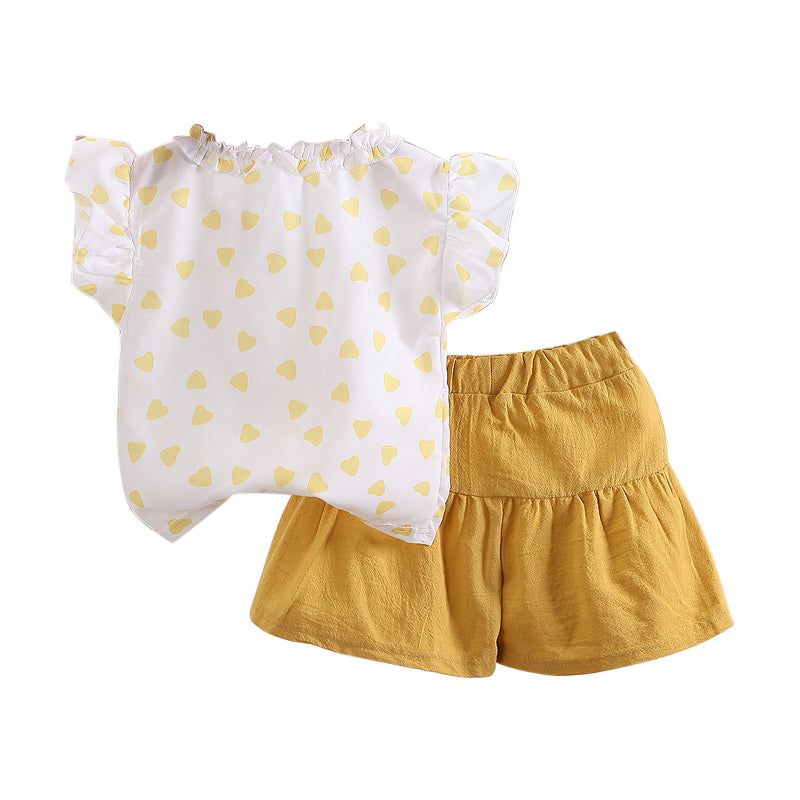 Girls White Printed Shirt Trouser