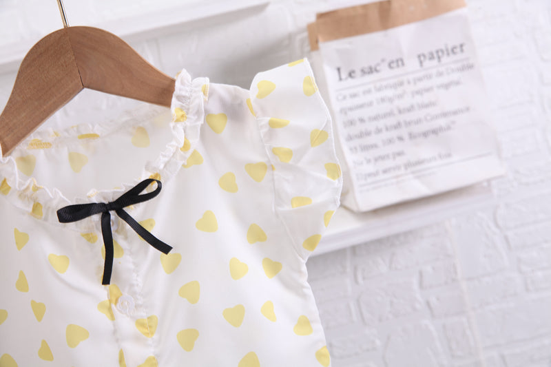 Girls White Printed Shirt Trouser
