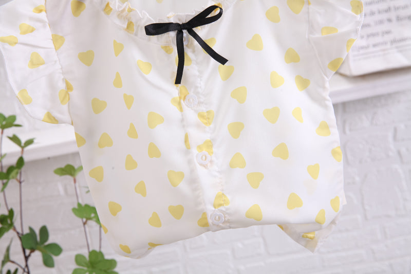 Girls White Printed Shirt Trouser