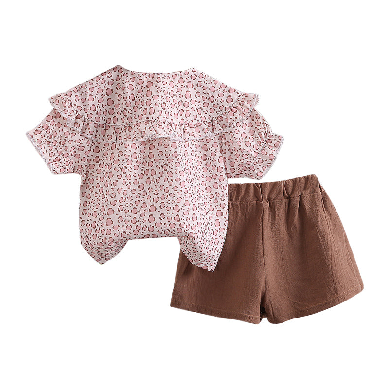 Girls Pink Abstract Printed Top with Trousers