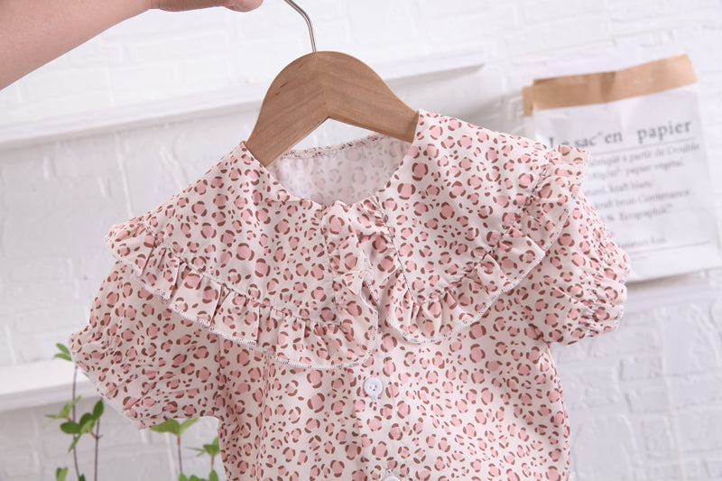 Girls Pink Abstract Printed Top with Trousers