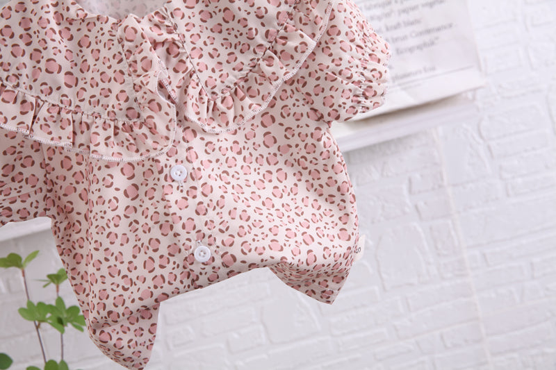 Girls Pink Abstract Printed Top with Trousers