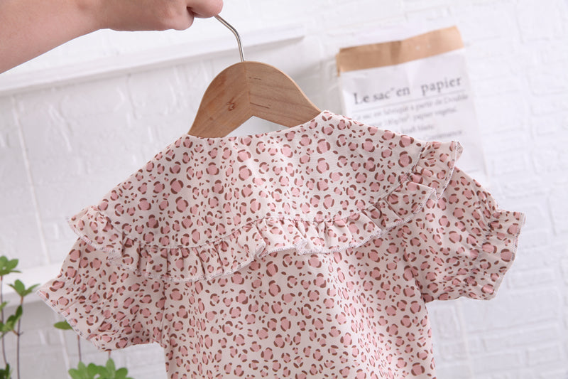 Girls Pink Abstract Printed Top with Trousers