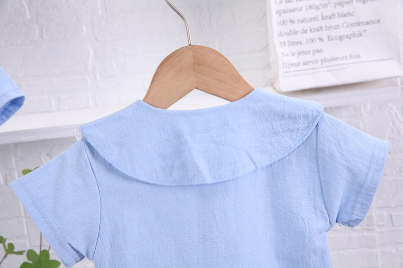 Girls Blue Ruffles Detail Shirt with Pyjamas