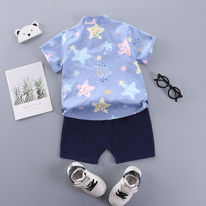 Boys Printed Shirt with Shorts
