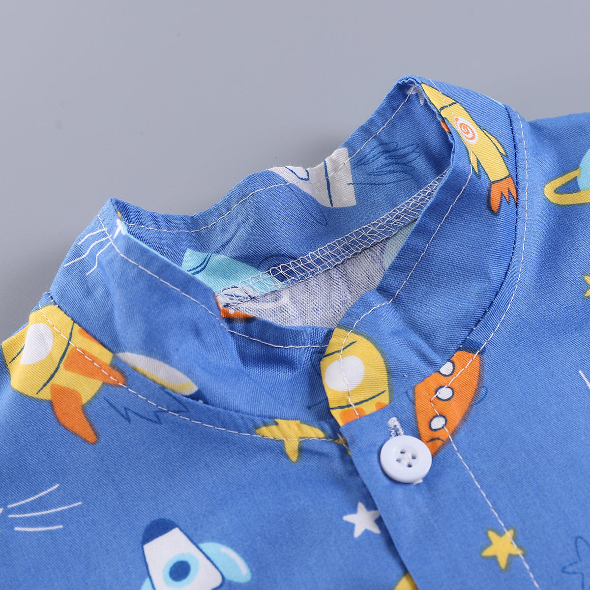 Boys Blue Graphic Printed Shirt with Shorts
