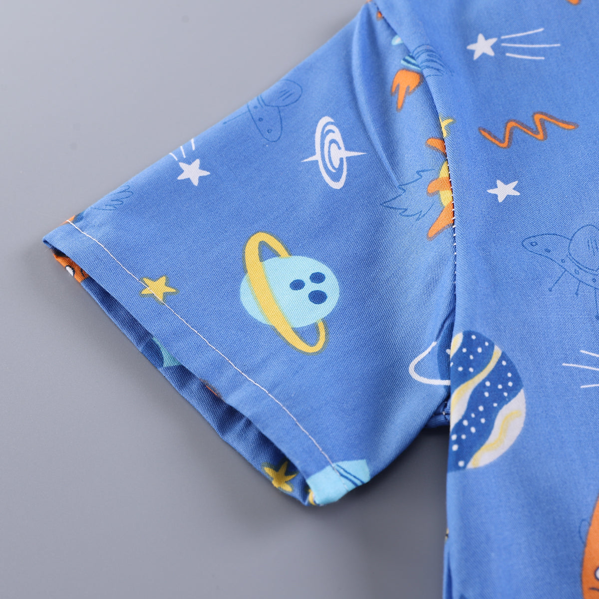 Boys Blue Graphic Printed Shirt with Shorts