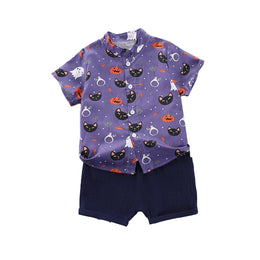 Boys Conversational Printed Shirt with Shorts