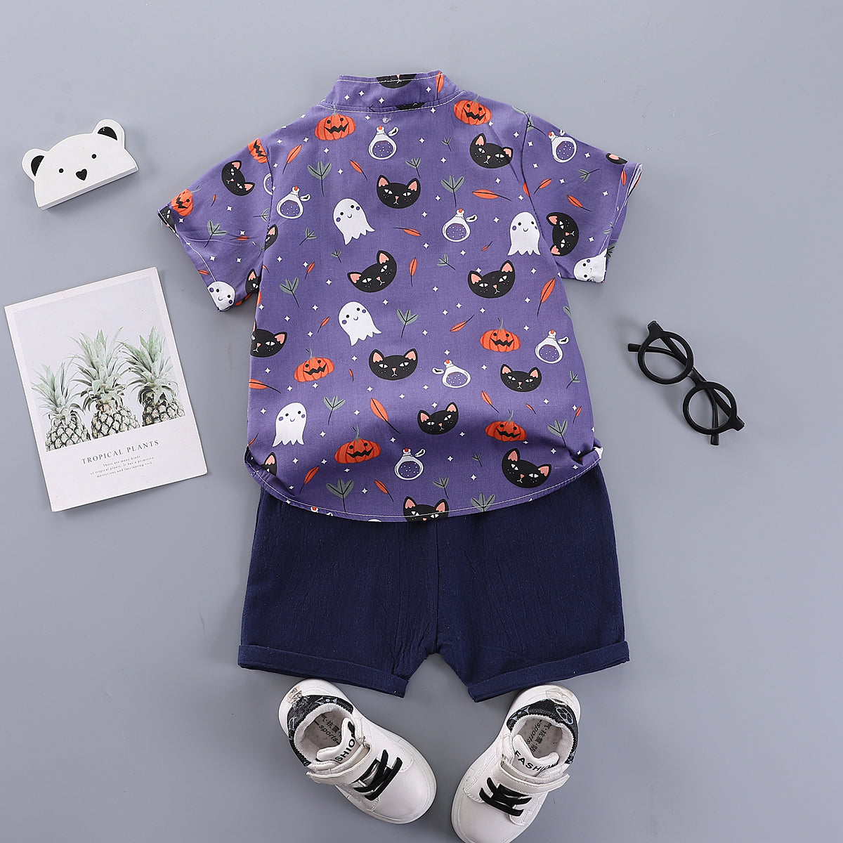 Boys Conversational Printed Shirt with Shorts