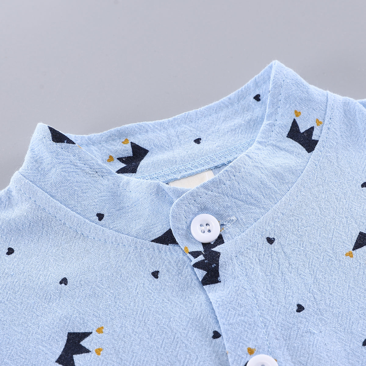 Boys Blue & Navy Blue Printed Shirt with Shorts