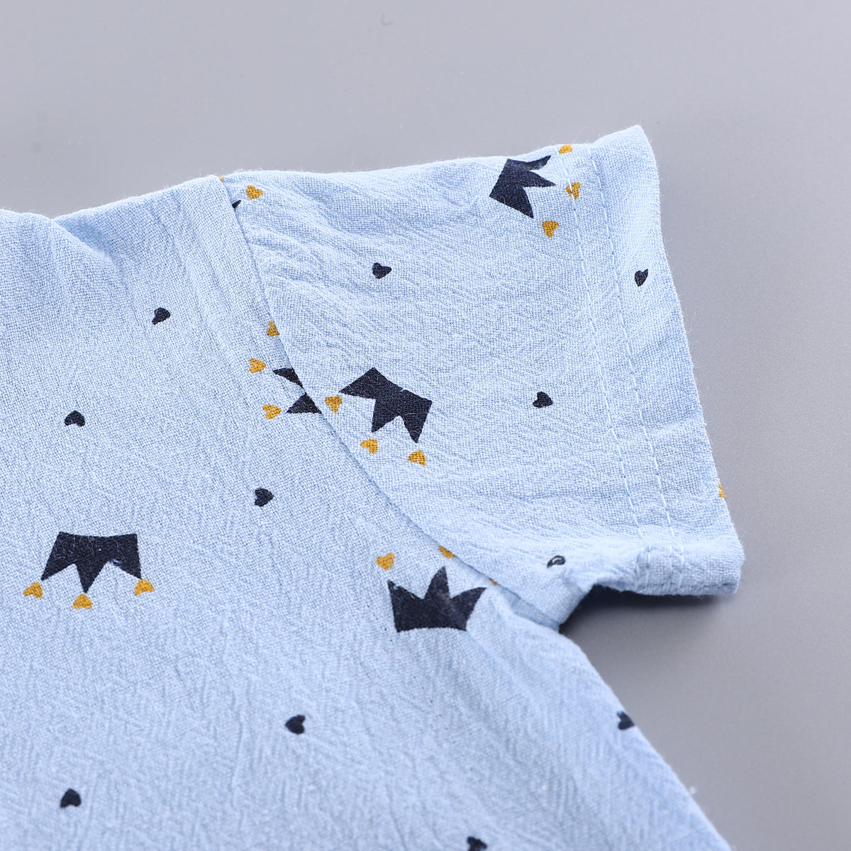 Boys Blue & Navy Blue Printed Shirt with Shorts