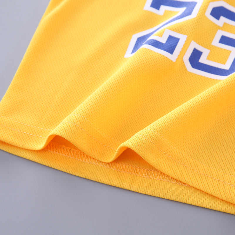 Boys Yellow & Blue Round Neck Sleeveless Printed T-shirt with Shorts