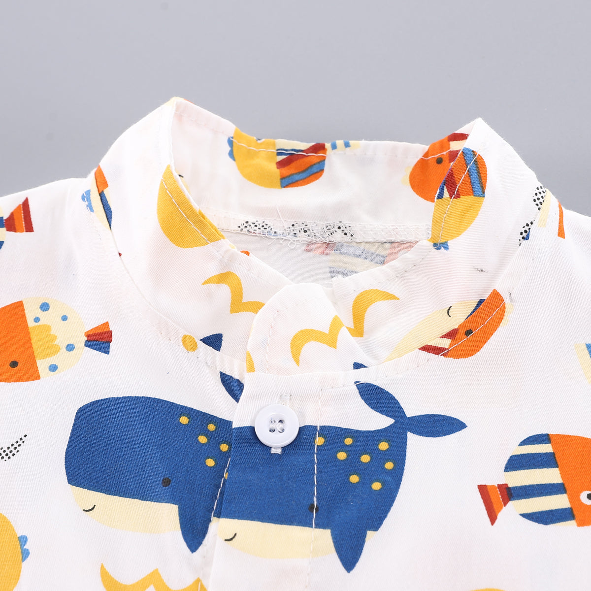 Boys Blue & White Conversional Printed Shirt with Shorts