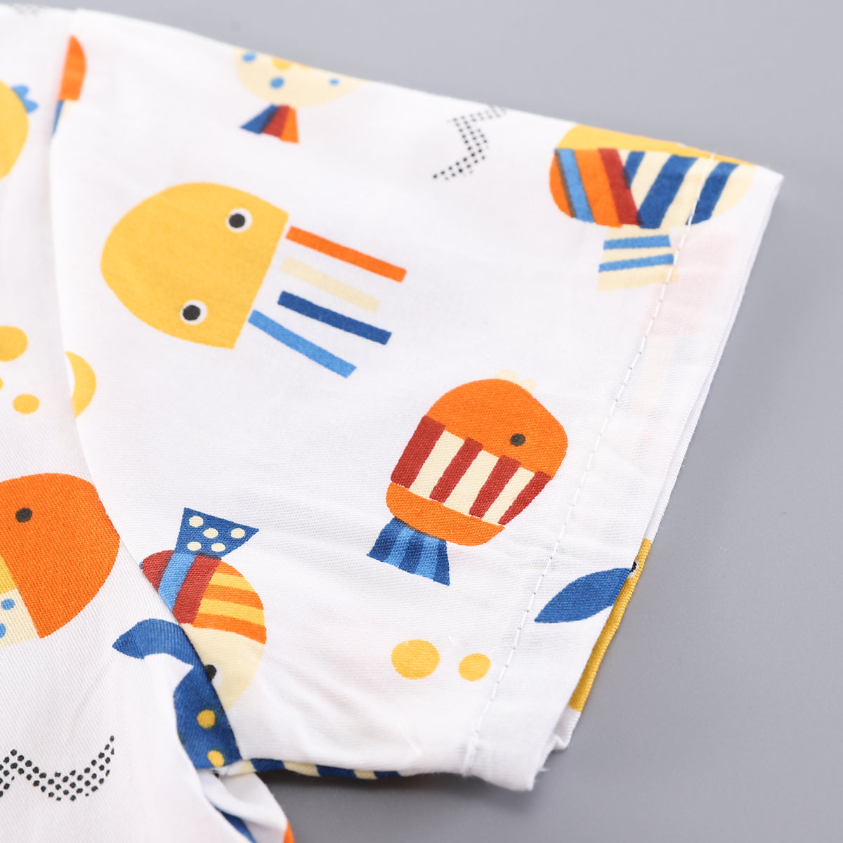 Boys Blue & White Conversional Printed Shirt with Shorts