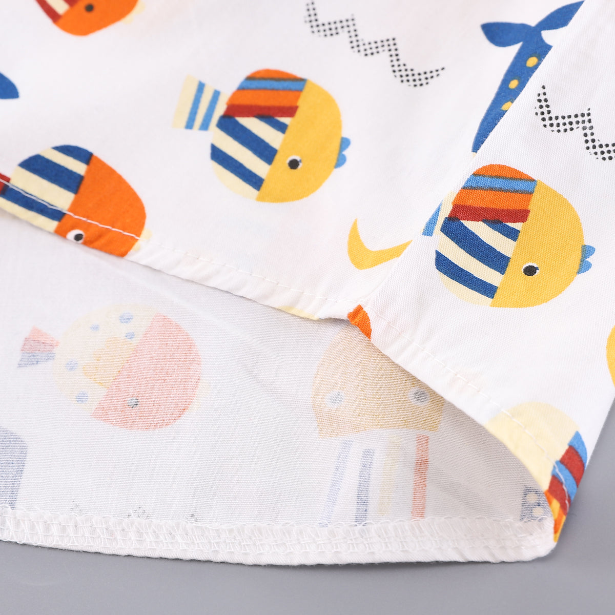 Boys Blue & White Conversional Printed Shirt with Shorts