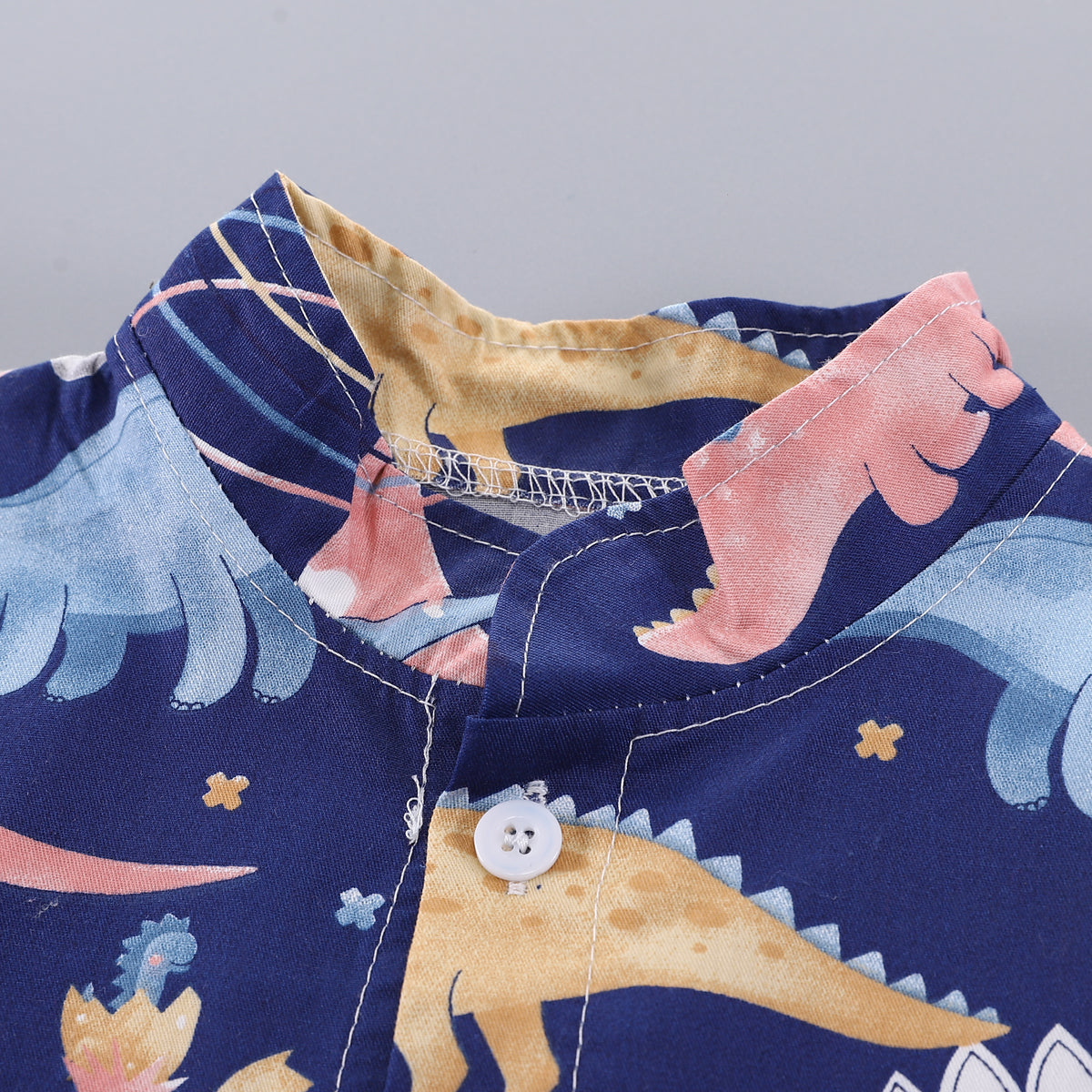 Boys Navy Blue & Pink Conversational Printed Shirt with Shorts