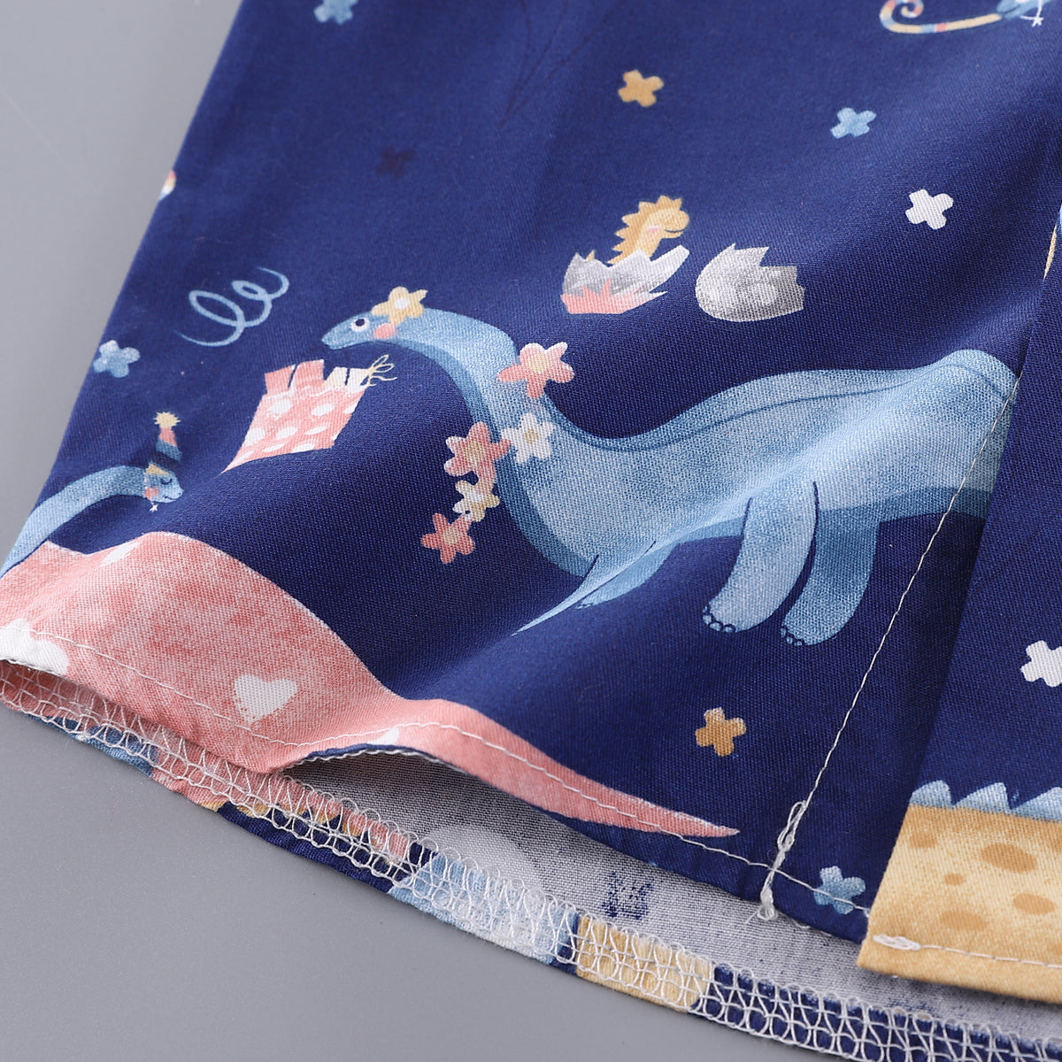 Boys Navy Blue & Pink Conversational Printed Shirt with Shorts