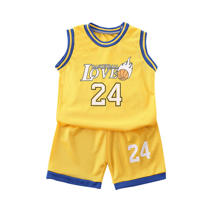Boys Yellow & Blue Printed T-shirt with Shorts