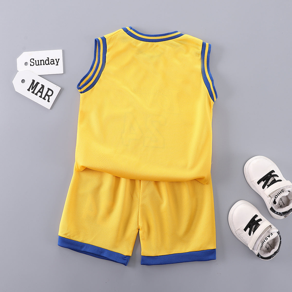 Boys Yellow & Blue Printed T-shirt with Shorts