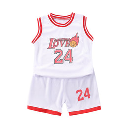 Boys White & Red Printed T-shirt with Shorts