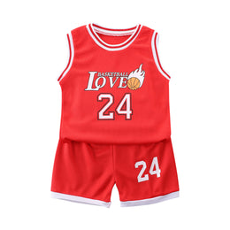 Boys Red & White Printed T-shirt with Shorts