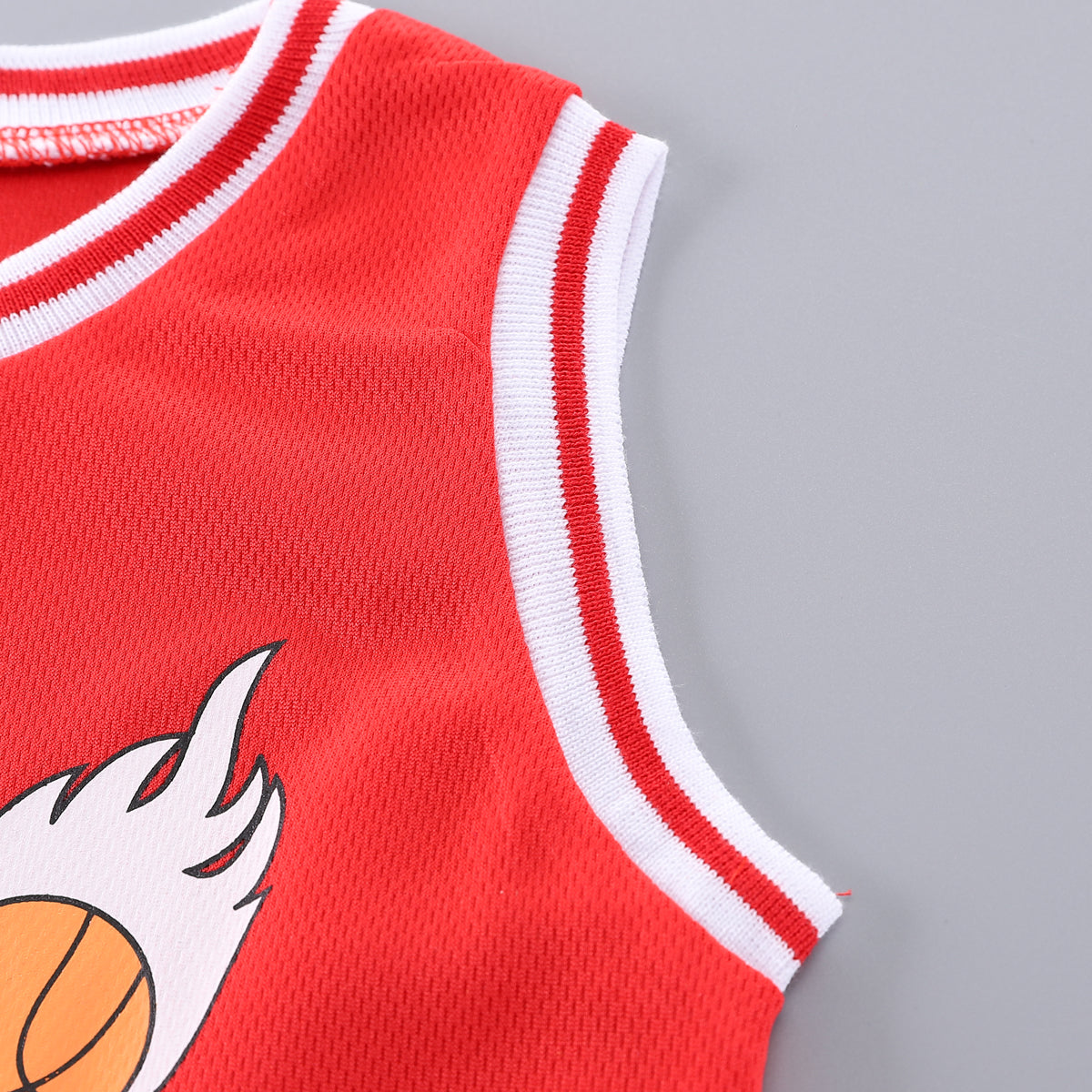 Boys Red & White Printed T-shirt with Shorts