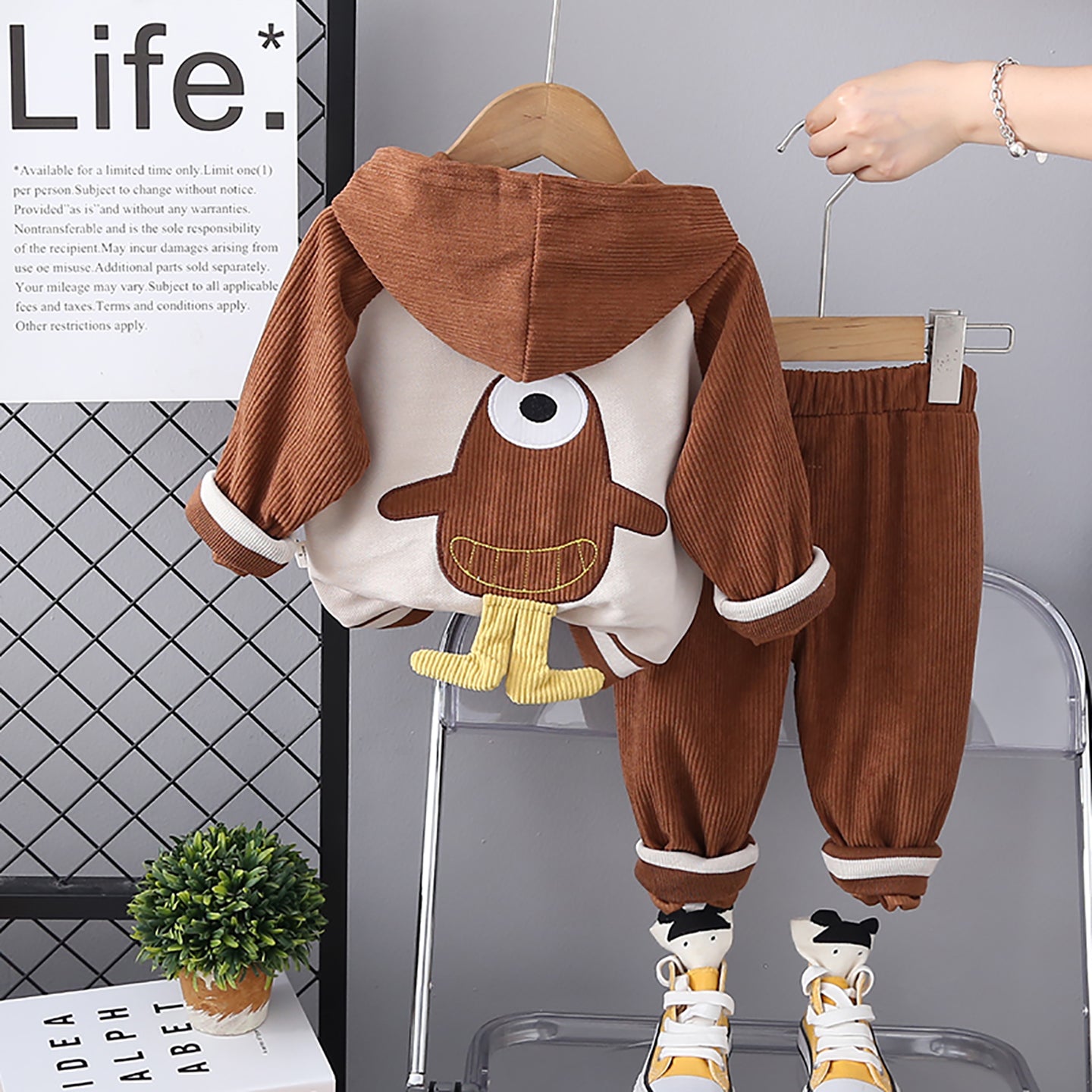 Kids Colourblocked Hood Pure Cotton Sweatshirt and Joggers