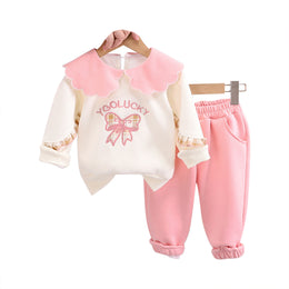 Kids Printed Peter pan Collar Top with Joggers