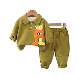 Kids Green Printed Pure Cotton Top with Trousers