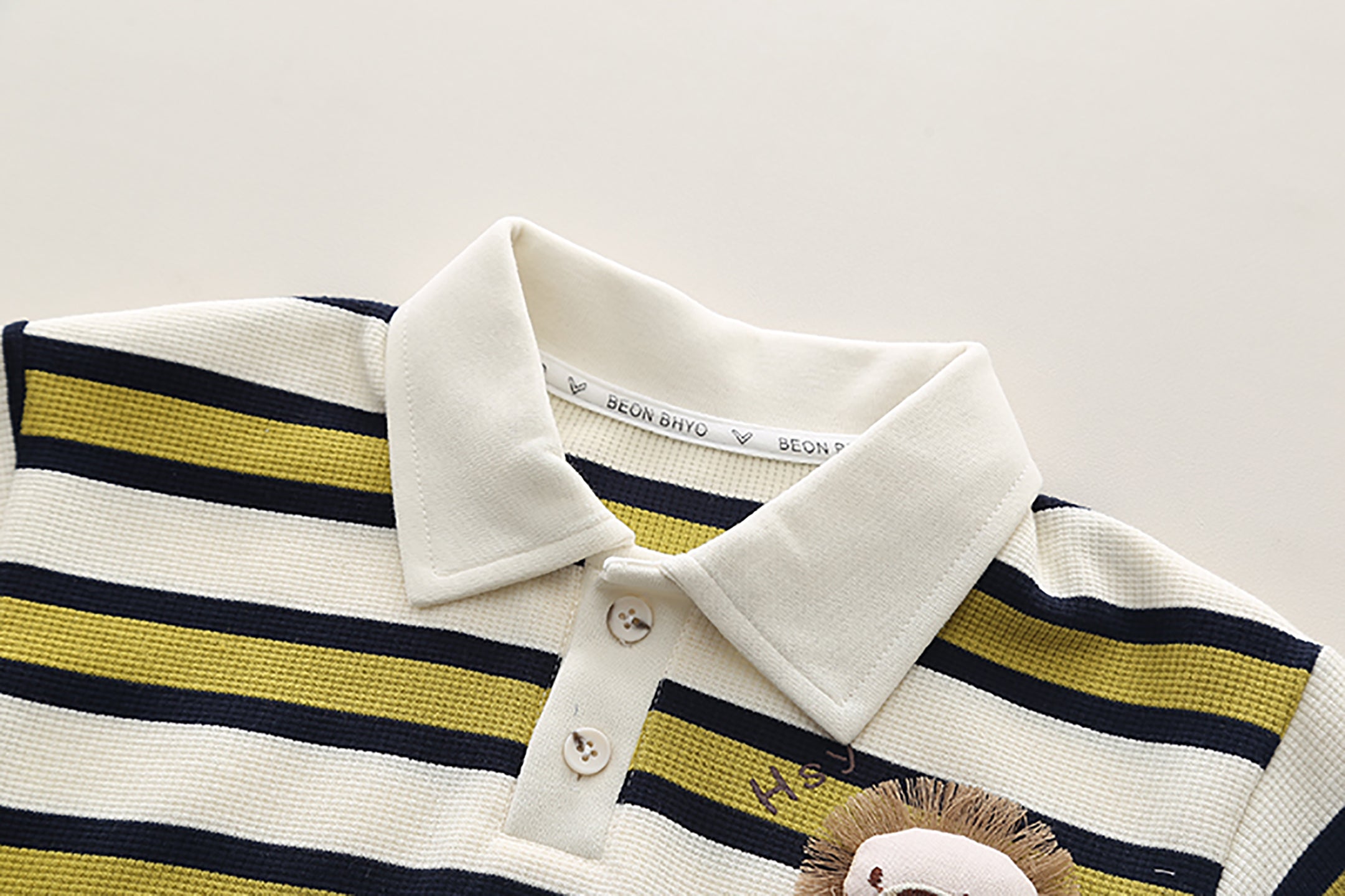 Kids Striped Polo Collar Pure Cotton Top With Trousers