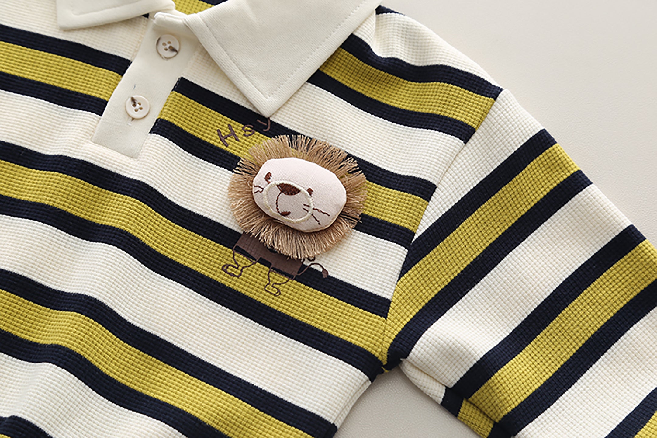Kids Striped Polo Collar Pure Cotton Top With Trousers