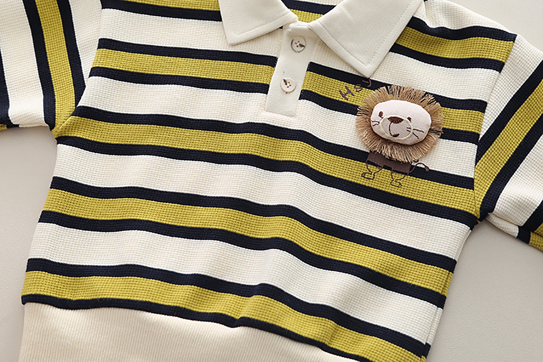 Kids Striped Polo Collar Pure Cotton Top With Trousers