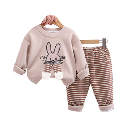 Kids Beige & Brown Printed Pure Cotton Top with Trousers